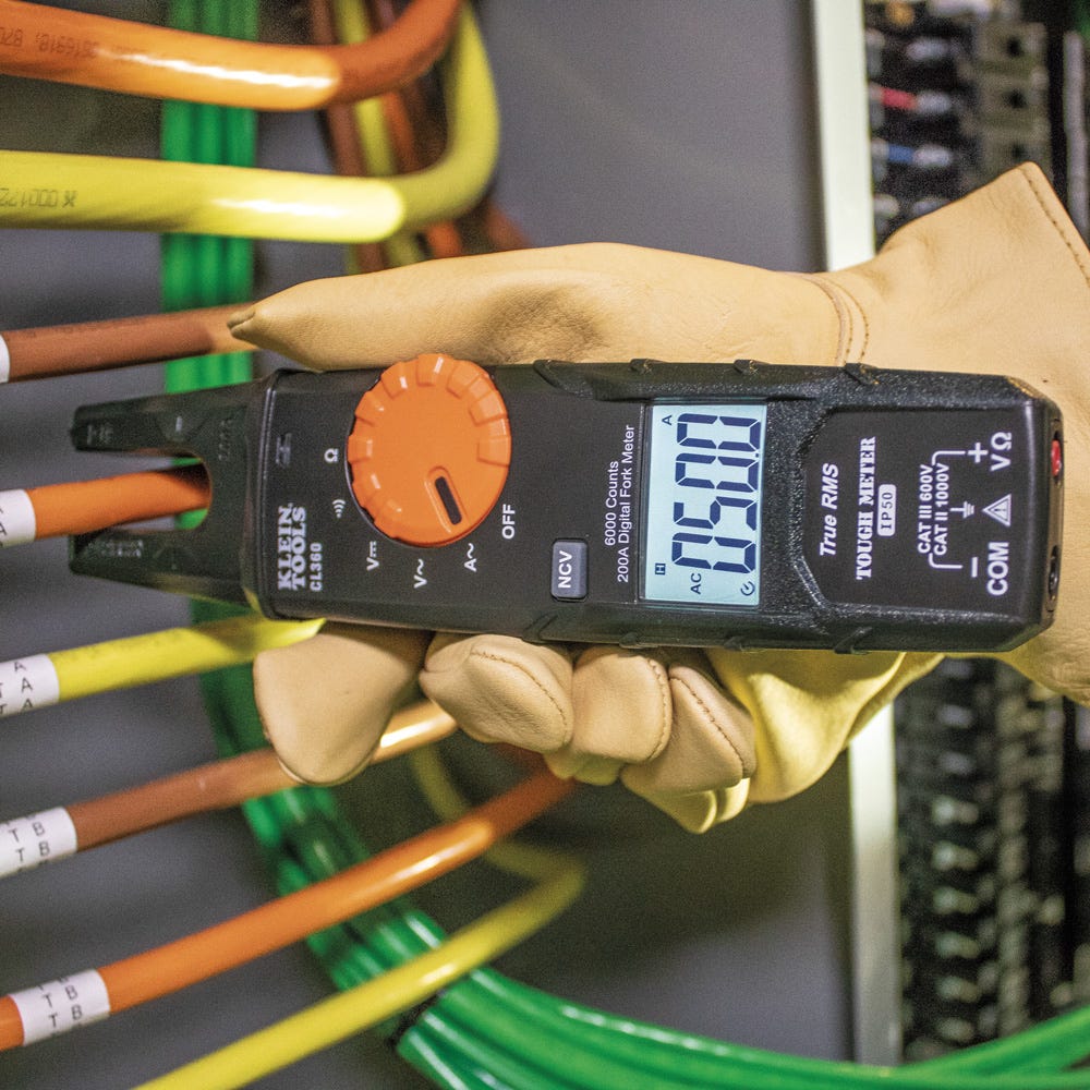 Klein Tools CL360 Electrical Tester, Open Jaw Fork Meter, AC Auto-Ranging, 200 Amp