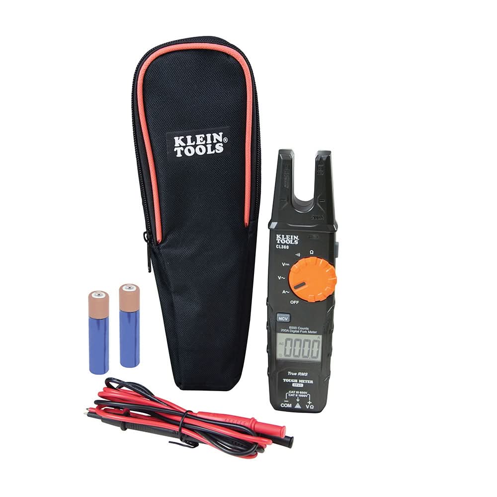 Klein Tools CL360 Electrical Tester, Open Jaw Fork Meter, AC Auto-Rang ...