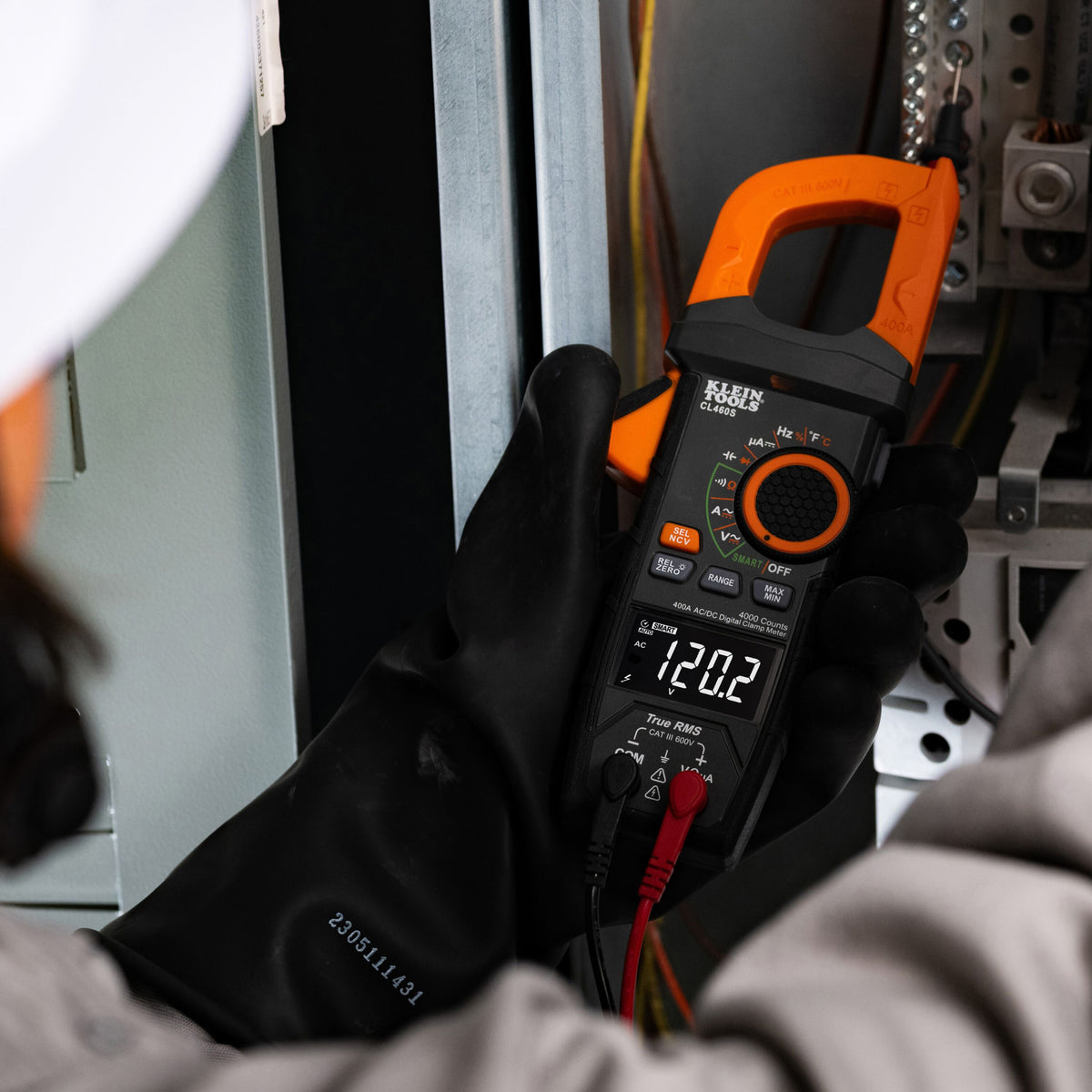 Klein Tools CL460S slim, rugged clamp meter rated CAT III 600V with 6.6 ft drop protection