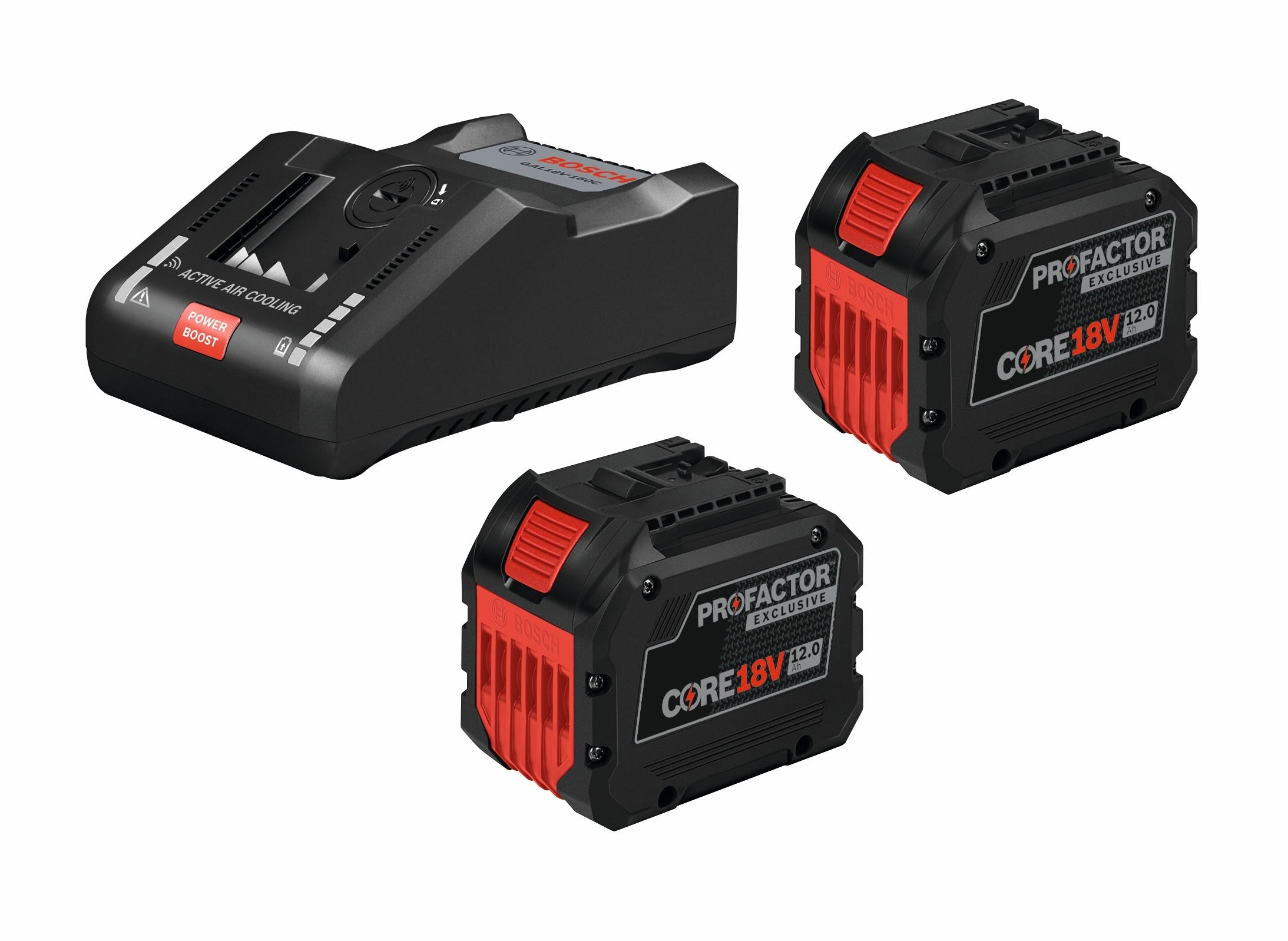 Bosch GXS18V-18N27 18V CORE18V 12.0 Ah PROFACTOR (2) Batteries and Hell-ion Turbo Charger Starter Kit