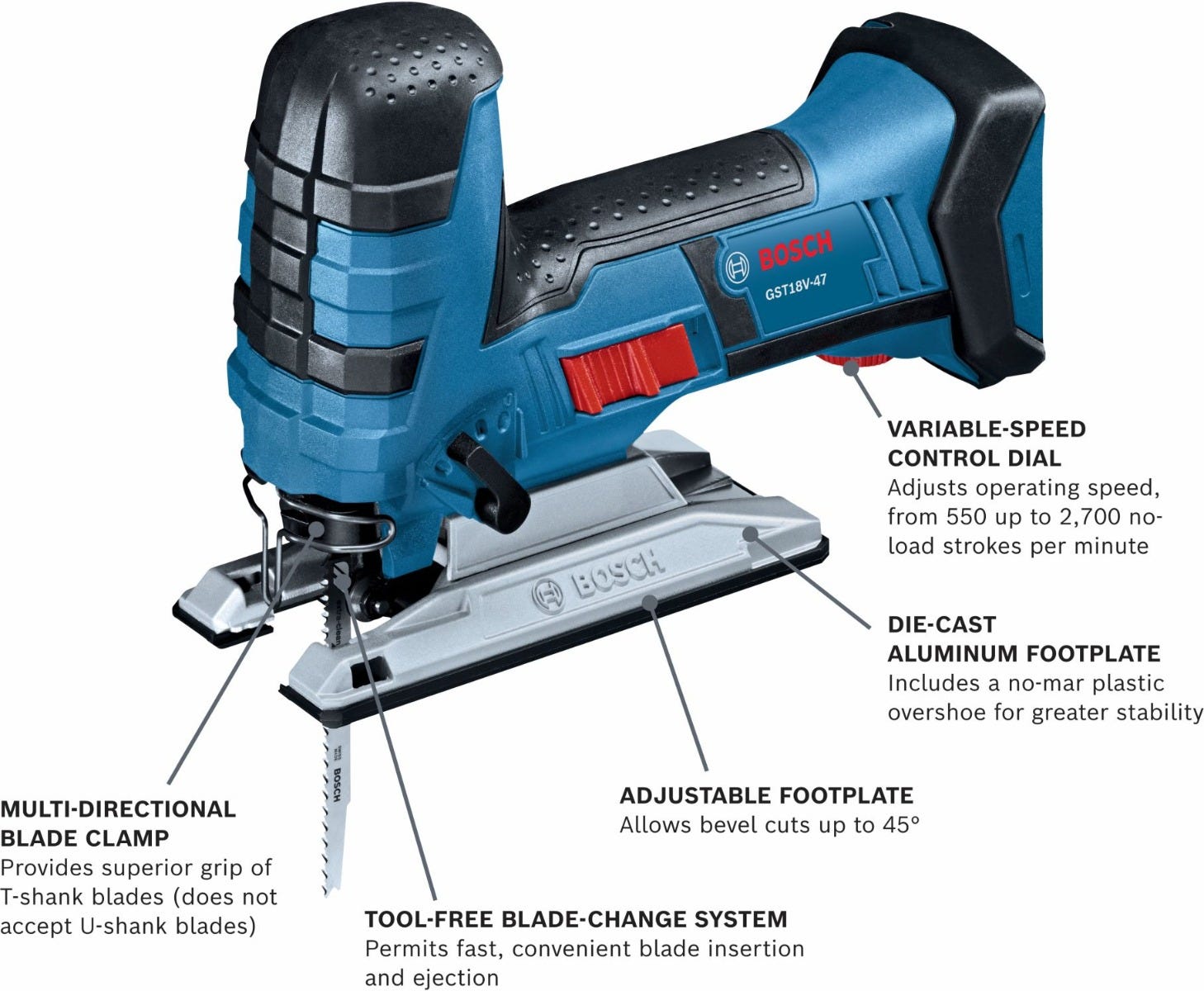 Bosch GST18V-47N 18V Barrel-Grip Jig Saw, Bare Tool