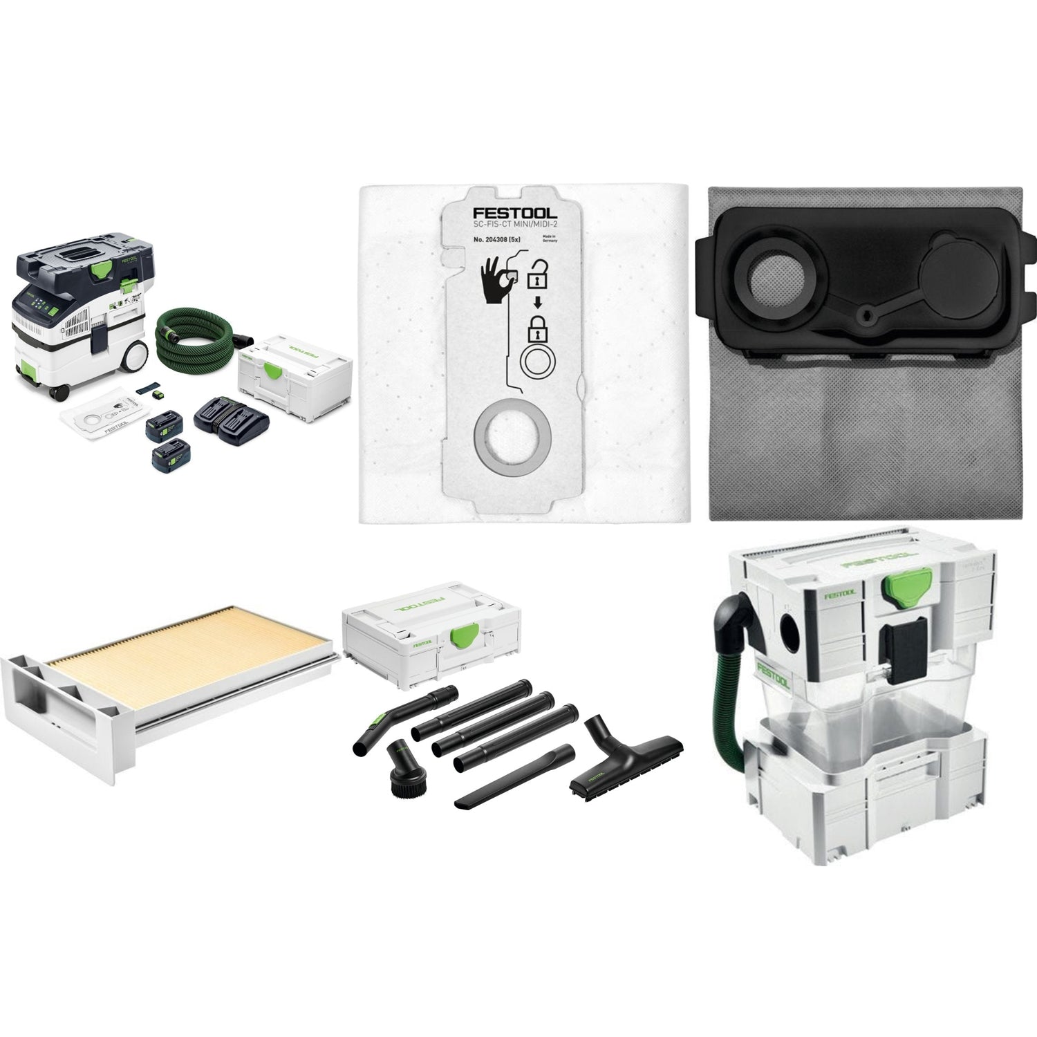 Festool CTC MIDI I Cordless 36V Mobile HEPA Dust Extractor Elite Bundle