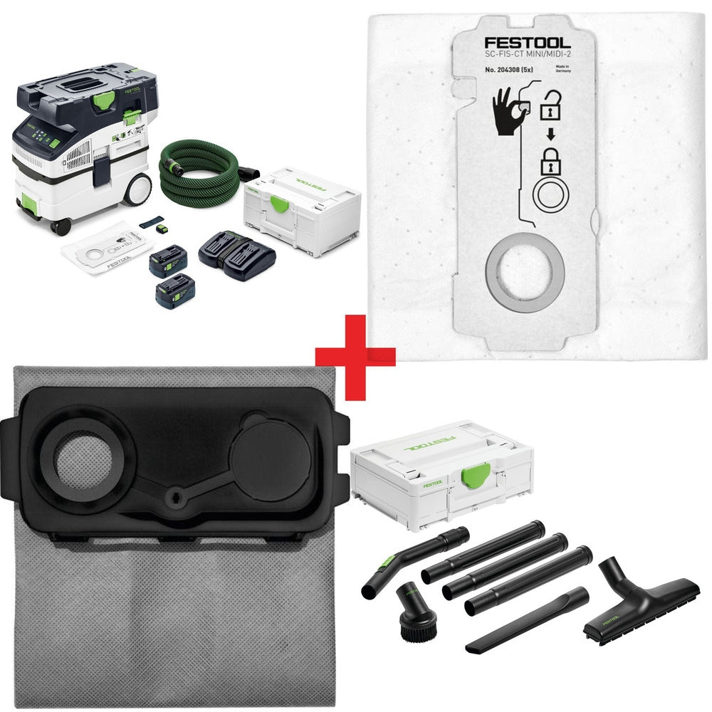 Festool CTC MIDI I Cordless 36V Mobile HEPA Dust Extractor Pro Bundle