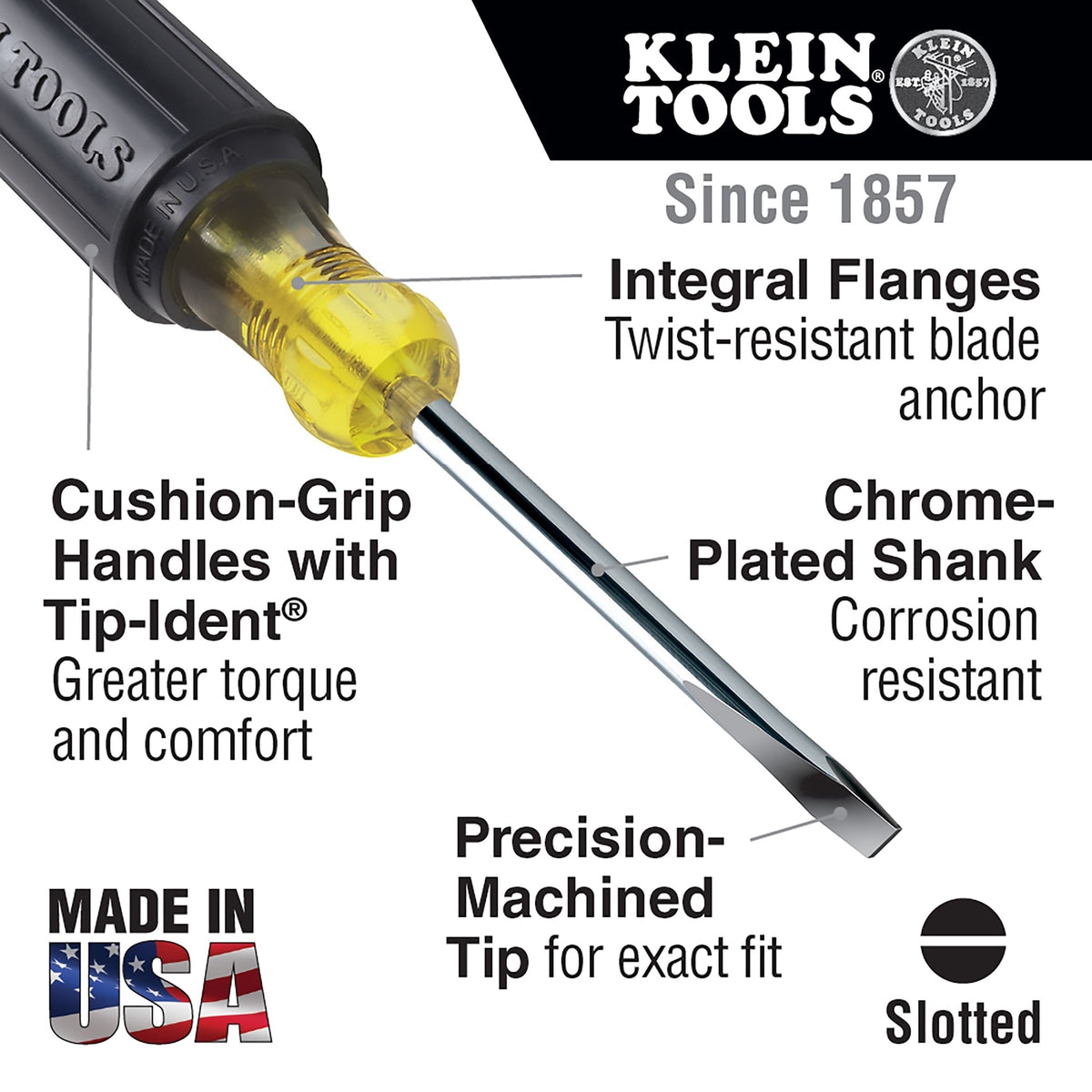 Klein Cushion-Grip slotted screwdriver handle detail