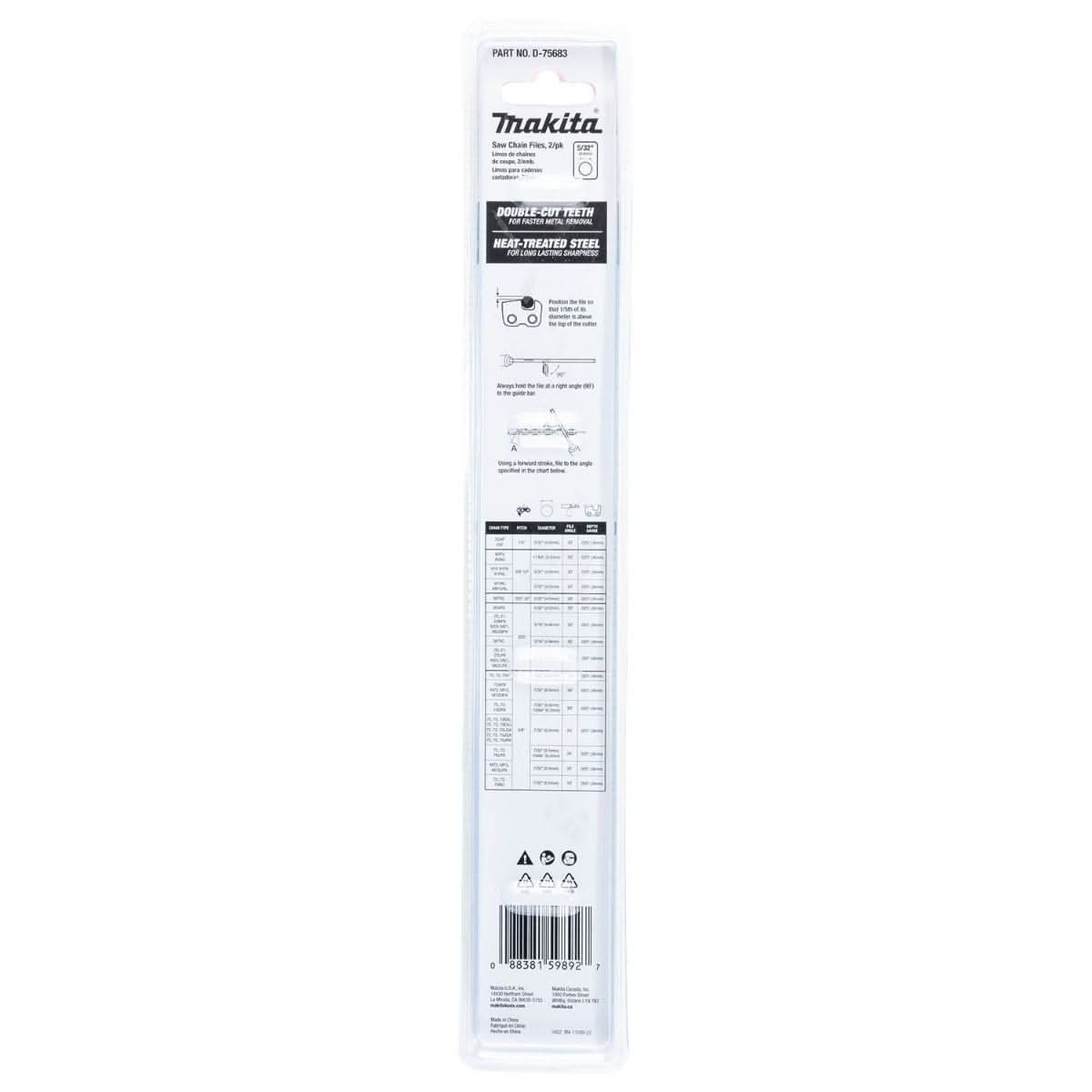 Makita D-75683 5/32" Round Saw Chain Files, 2/pk