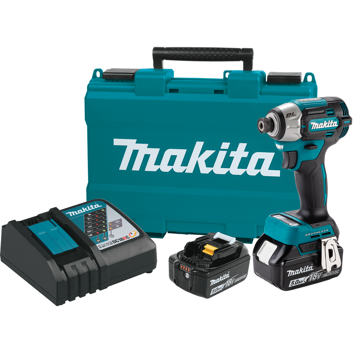 Makita 18V LXT Brushless Quick-Shift Mode 4-Speed Impact Driver (XDT21T) - kit contents 1