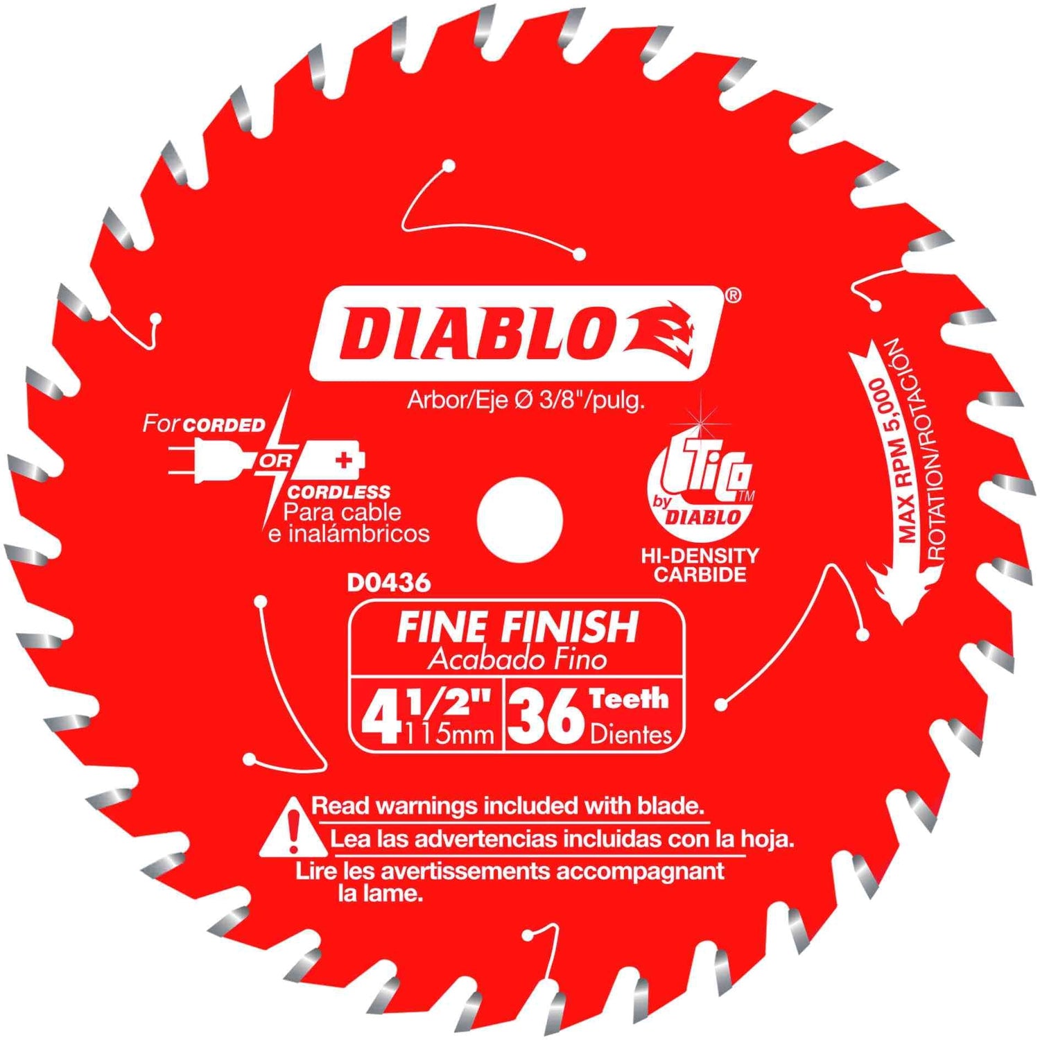 Diablo D0436X 4-1/2 in. 36-Tooth  Fine Finish Saw Blade