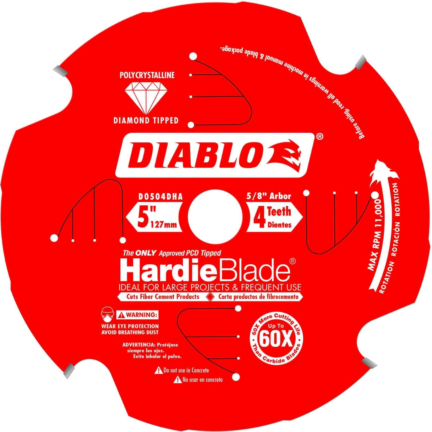 Diablo D0504DHA 5 in. x 4-Tooth  (PCD) Fiber Cement HardieBlade