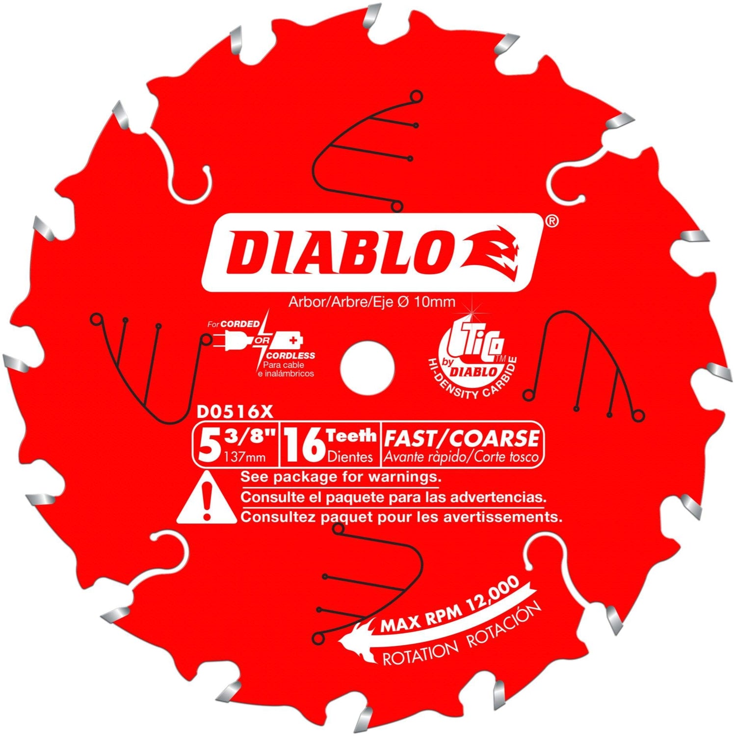 Diablo D0516X 5-3/8 in. x 16-Tooth  Framing Trim Saw Blade