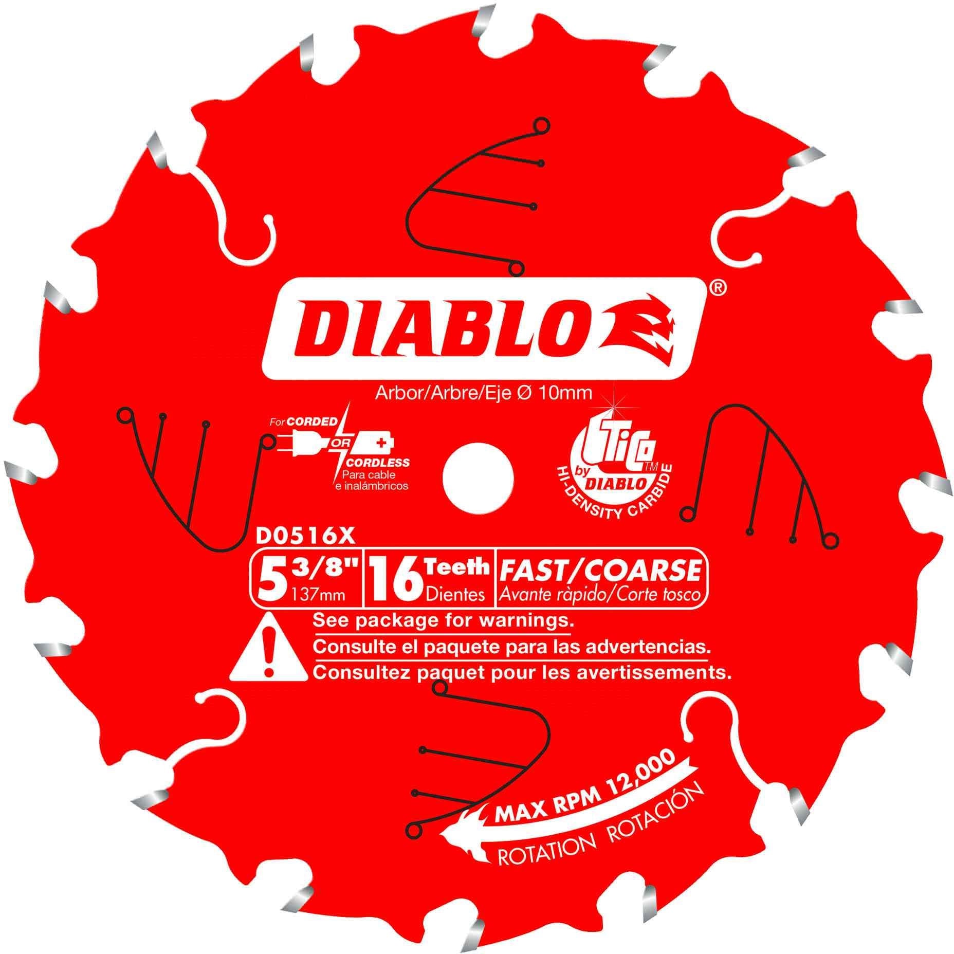 Diablo D0516X 5-3/8 in. x 16-Tooth  Framing Trim Saw Blade