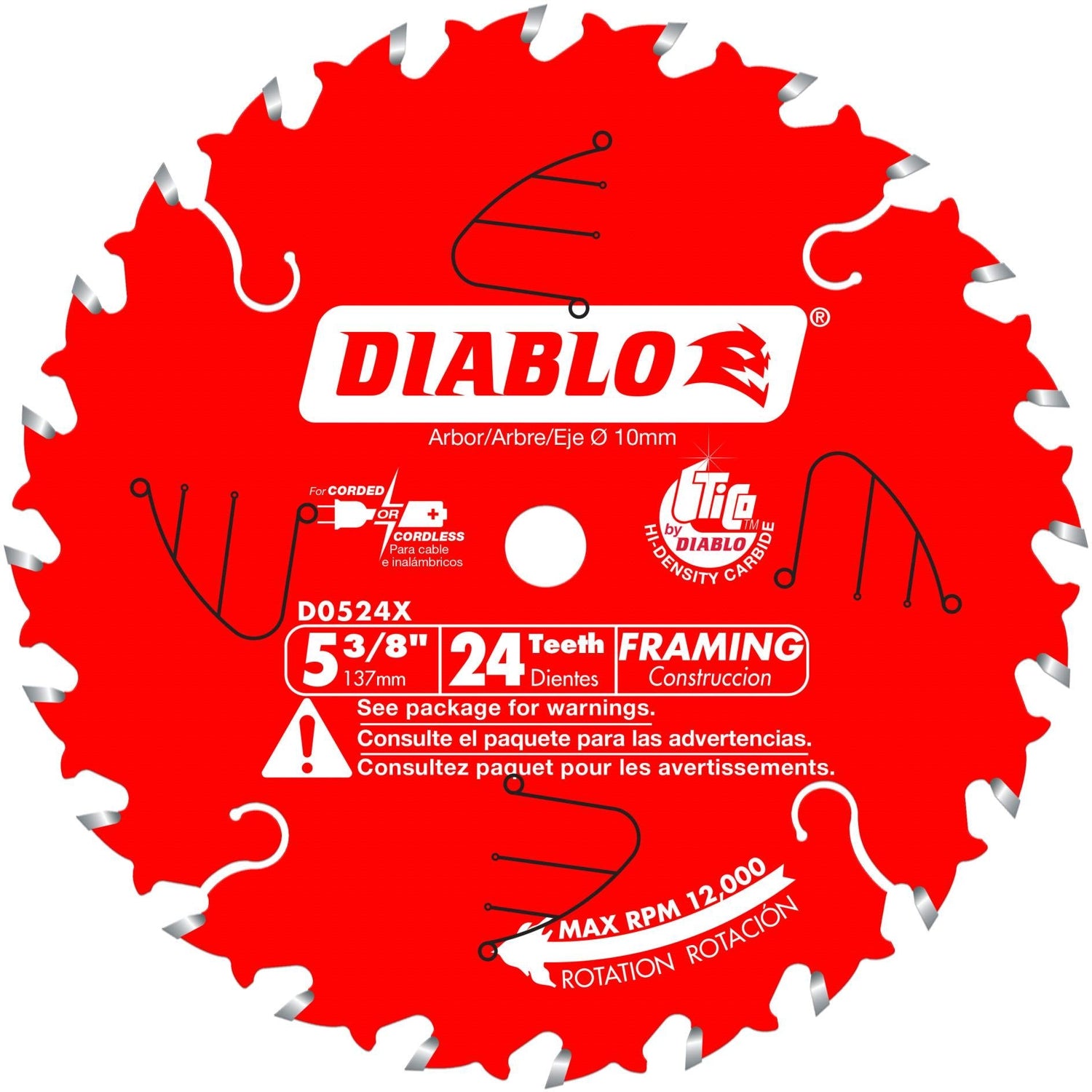 Diablo D0524X 5-3/8 in. x 24-Tooth  Framing Trim Saw Blade