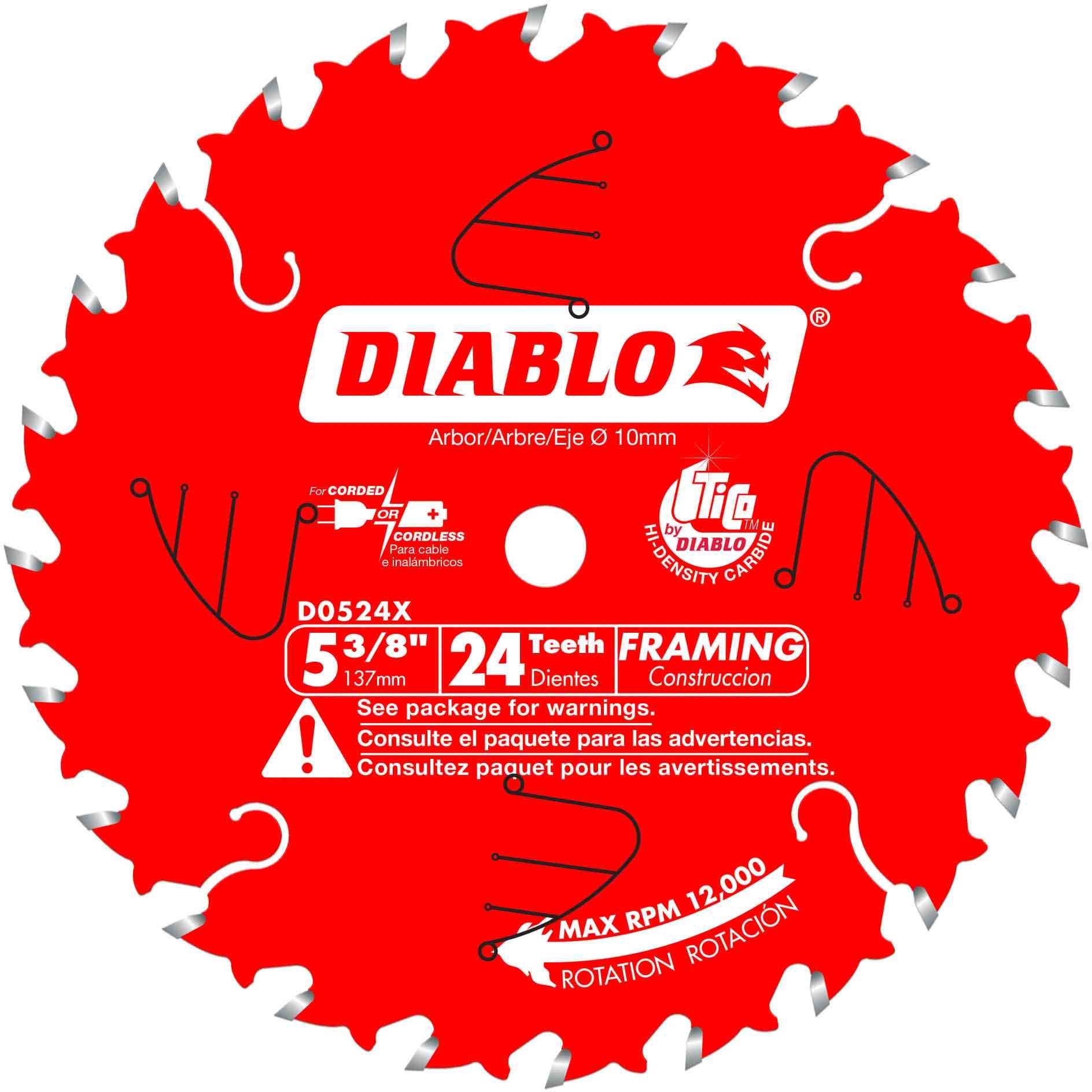 Diablo D0524X 5-3/8 in. x 24-Tooth  Framing Trim Saw Blade