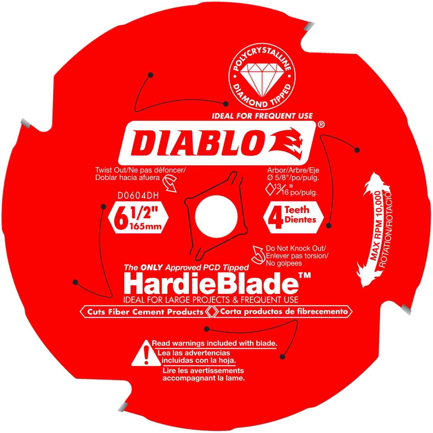 Diablo D0604DH 6-1/2 in. x 4-Tooth  (PCD) Fiber Cement HardieBlade