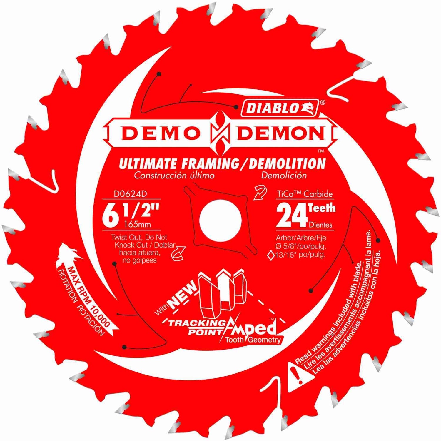 Diablo D0624DA 6-1/2 in. x 24-Tooth  Demo Demon Ultimate Framing/Demolition Saw Blade