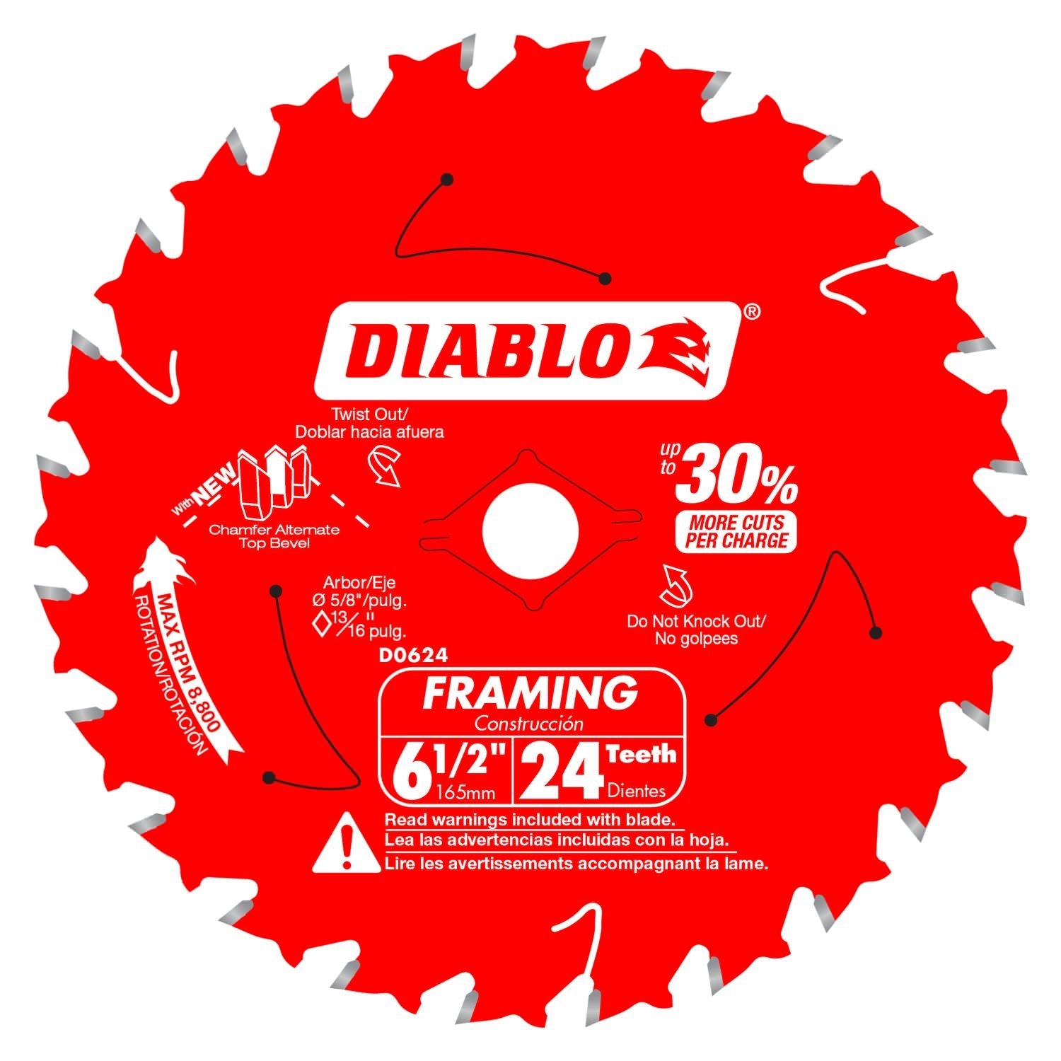 Diablo D0624X3 6-1/2 in. x 24 Tooth Framing Saw Blades for Wood (3-Pack)