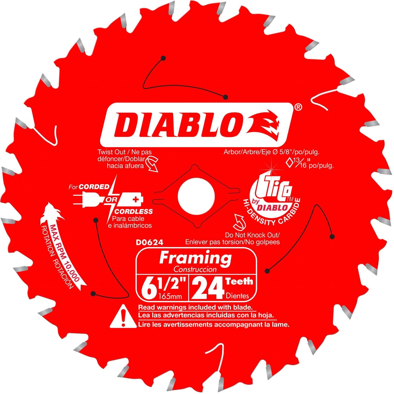 Diablo D0624X 6-1/2 in. X 24 Atb Framing Saw Blade