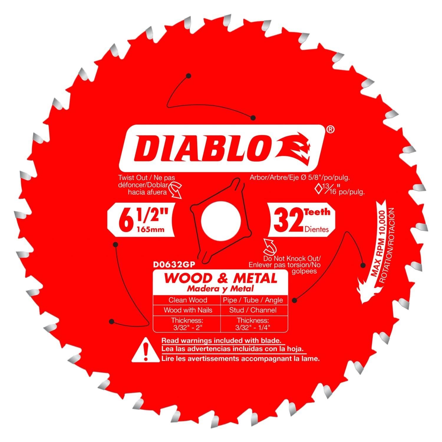 Diablo D0632GPX 6-1/2 in. x 32 Tooth Wood & Metal Carbide Saw Blade