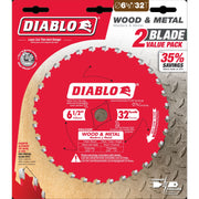Diablo D0632GPX2 6-1/2-in. x 32-Tooth Framing Saw Blade Value-Pack, 2-Pack