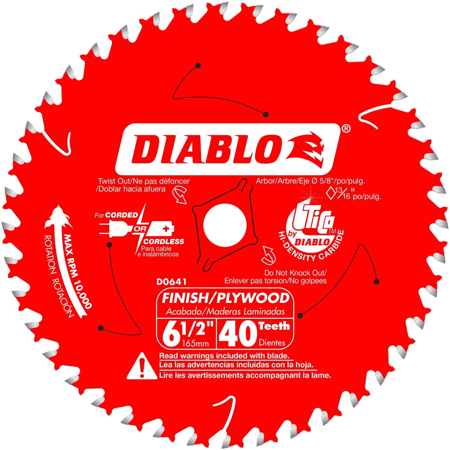 Diablo D0641X 6-1/2 in. x 40 ATB  Finish/Plywood Saw Blade