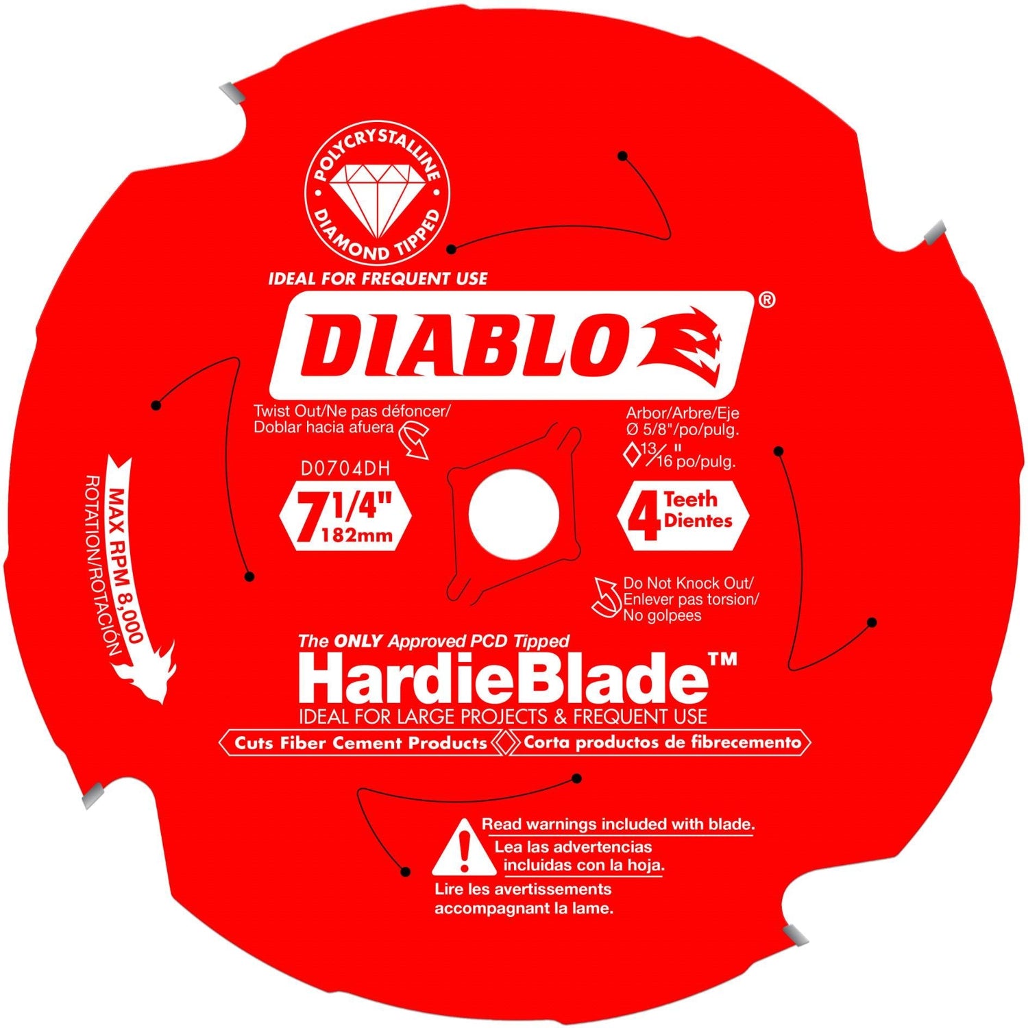 Diablo D0704DH 7-1/4 in. x 4-Tooth  (PCD) Fiber Cement HardieBlade