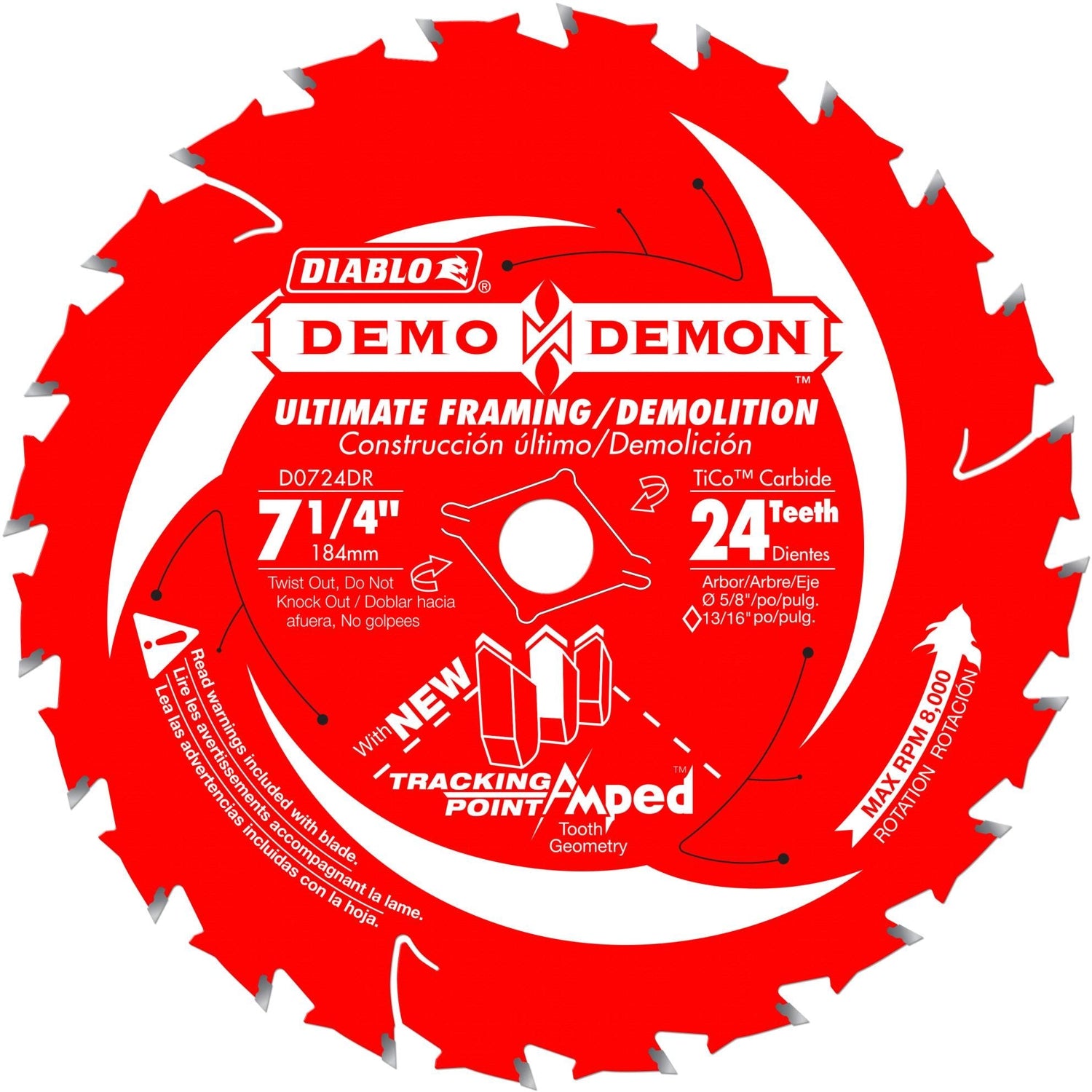 Diablo D0724DA 7-1/4 in. x 24-Tooth  Demo Demon Ultimate Framing/Demolition Saw Blade
