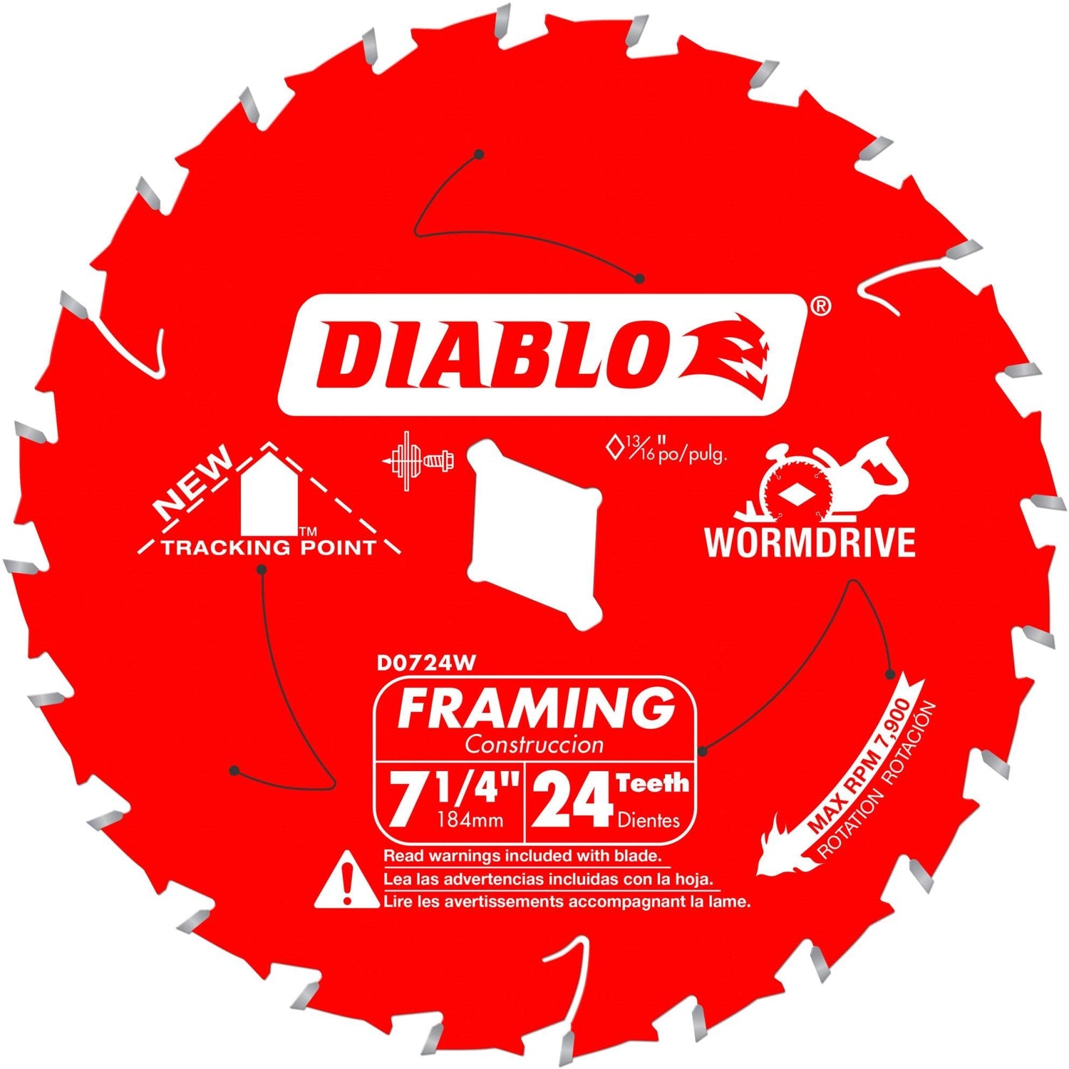 Diablo D0724W 7-1/4 in. x 24-Tooth  Wormdrive Framing Saw Blade