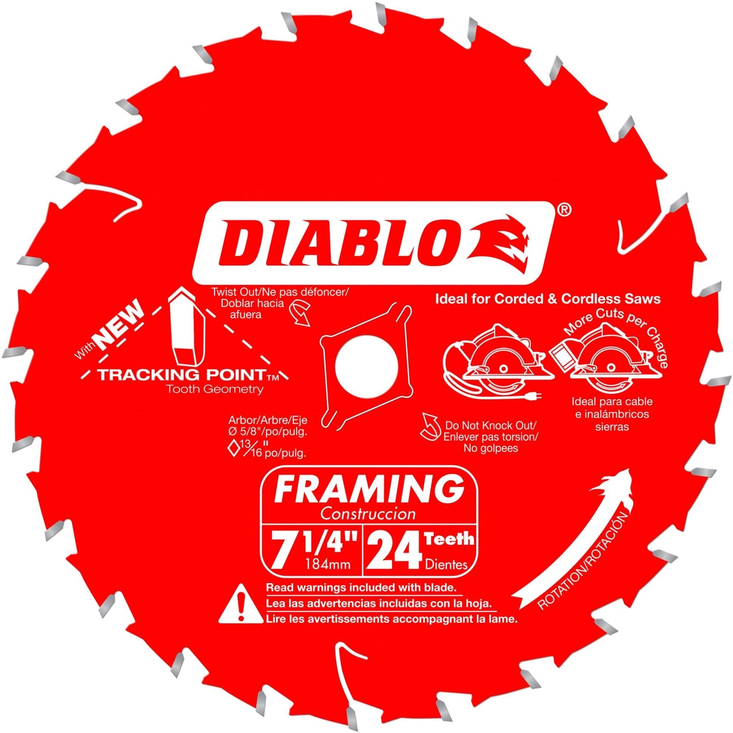Diablo D0724X 7-1/4 in. x 24 ATB  Framing Saw Blade