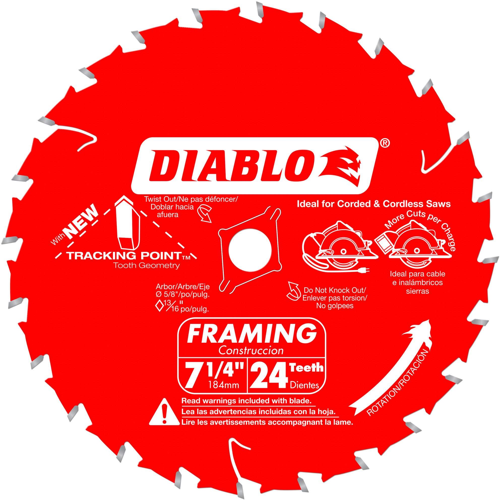 Diablo D0740X 7-1/4 in. X 40 Atb Finish Saw Blade