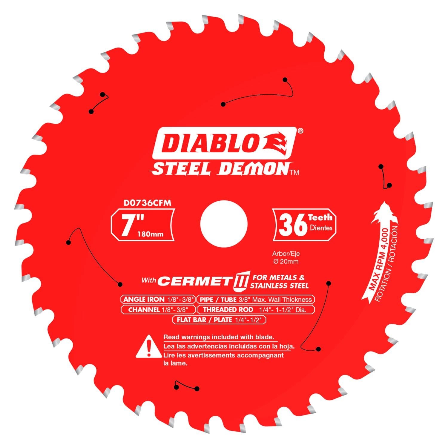 Diablo D0736CF 7-1/4 in. x 36 Tooth Steel Demon Cermet II Saw Blade for Thick Metal