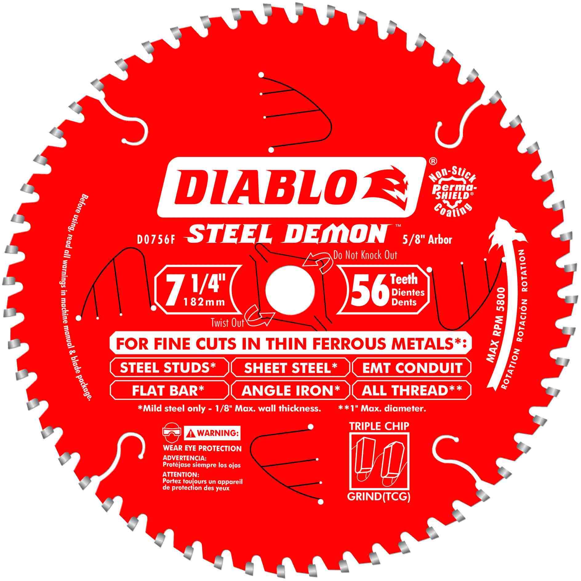 Diablo D0756F 7-1/4 in. x 56-Tooth  Steel Demon Metal Cutting Saw Blade