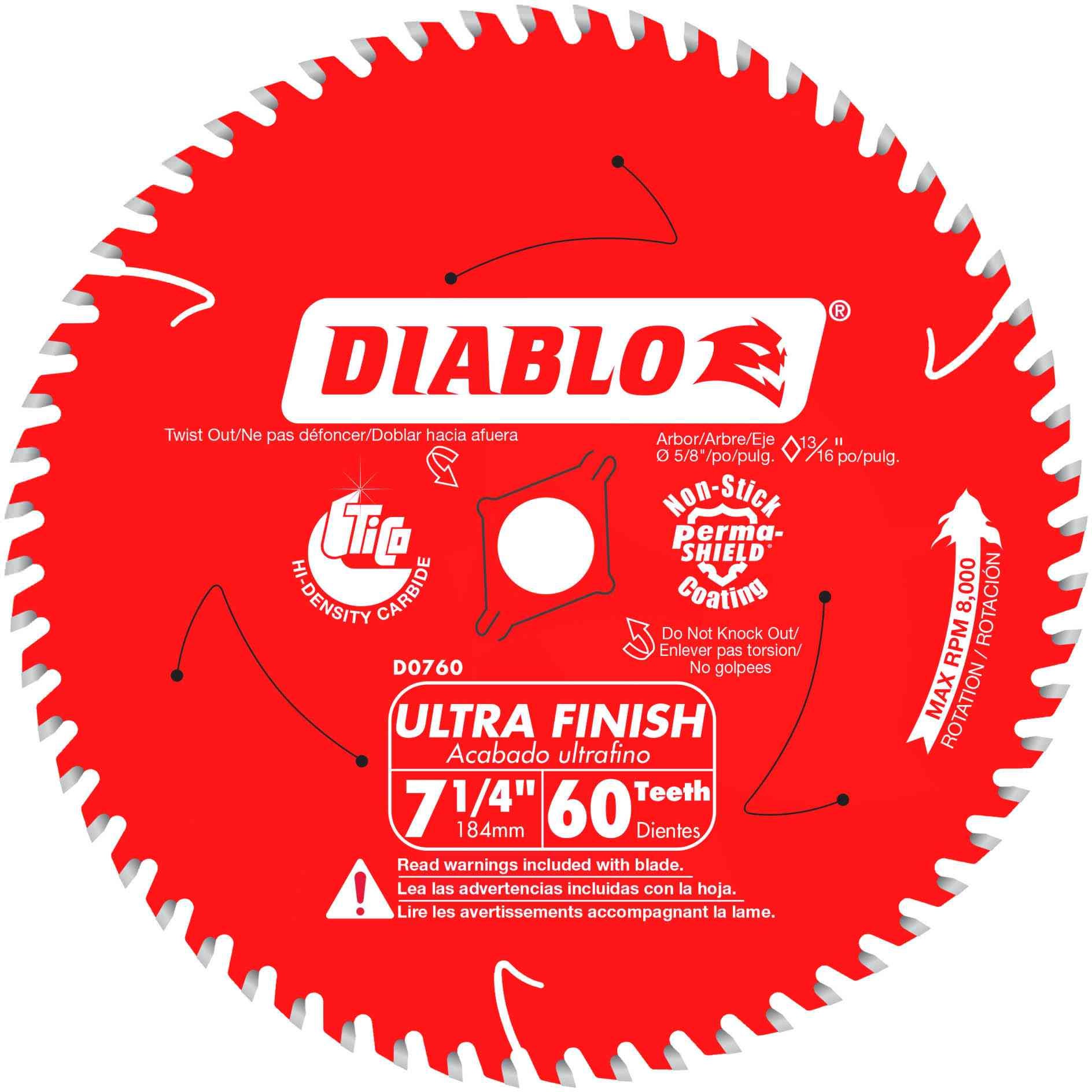 Diablo D0760A 7-1/4 in. x 60-Tooth  Ultra Finish Saw Blade