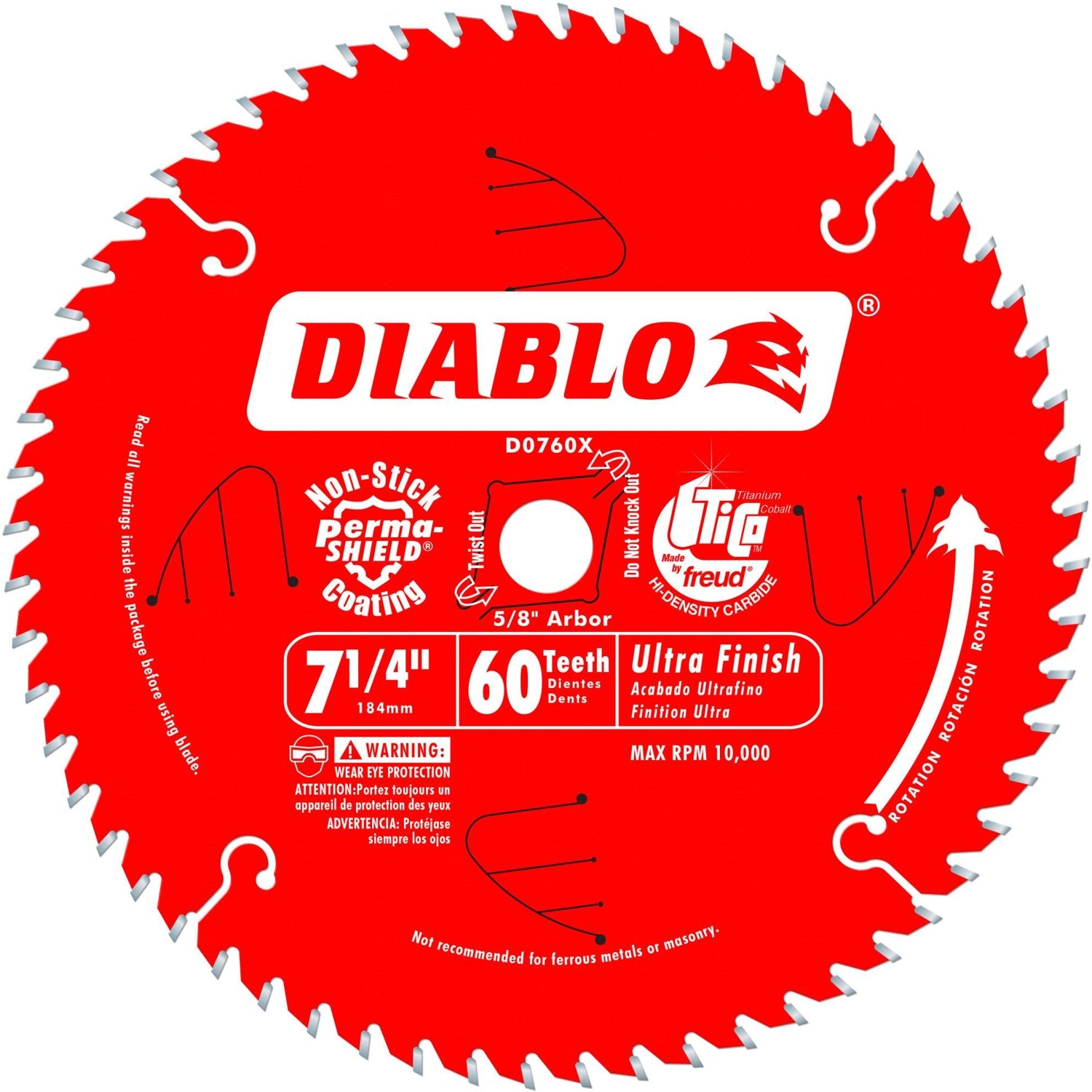 Diablo D0760X 7-1/4 in. x 60 ATB  Ultra Finish Saw Blade