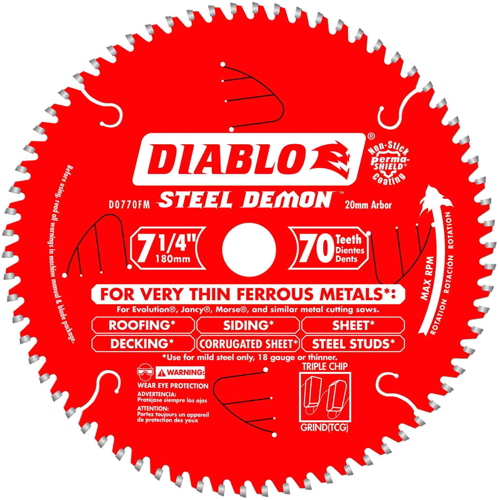 Diablo D0770F 7-1/4 in. x 70-Tooth  Steel Demon Metal Cutting Saw Blade
