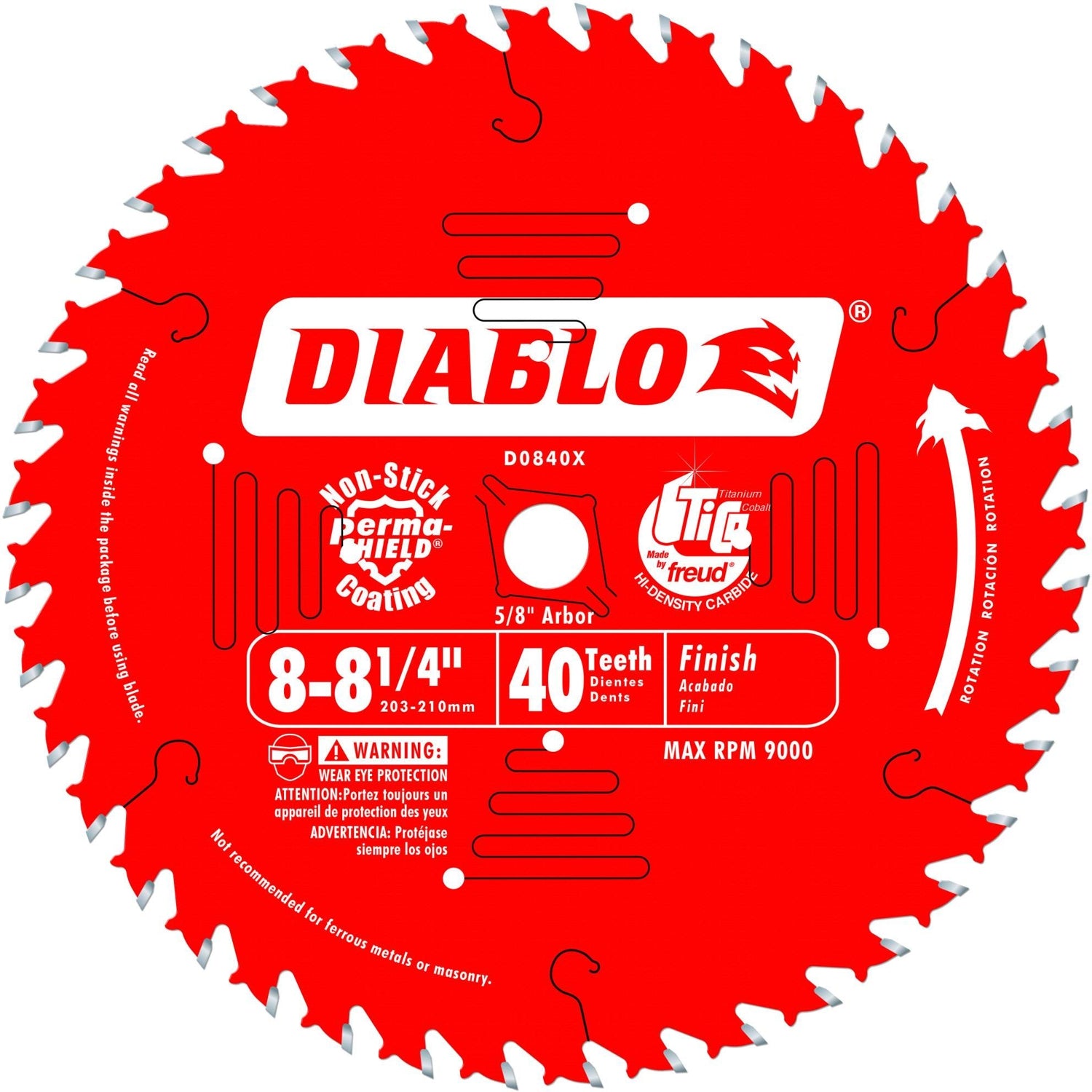 Diablo D0840X 8-1/4 in. x 40-Tooth  Finishing Saw Blade