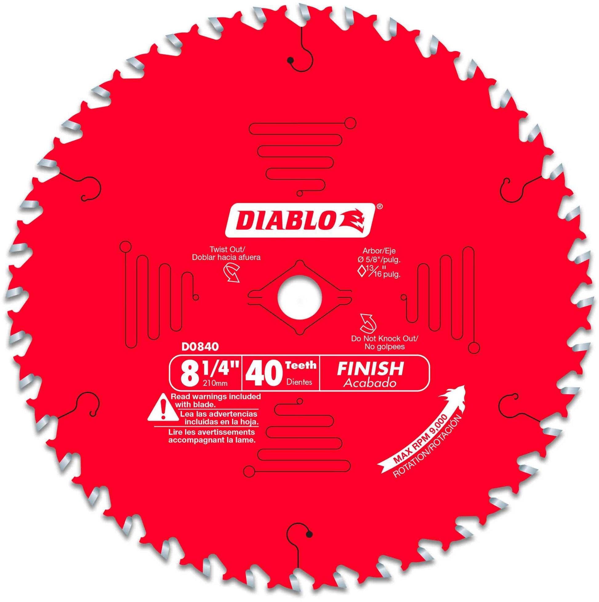 Diablo D0840X 8-1/4 in. x 40-Tooth  Finishing Saw Blade