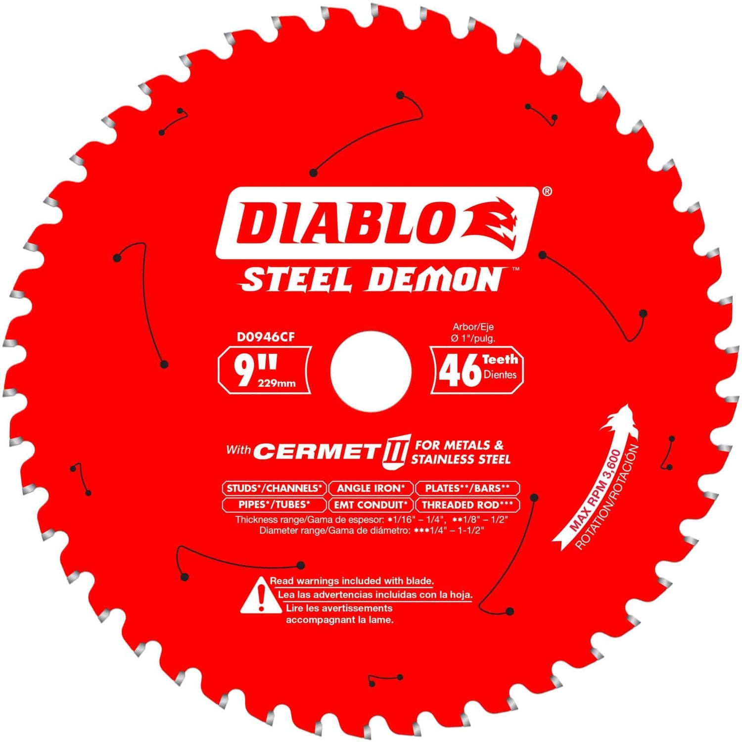 Diablo D0946CF 9 in. x 46-Tooth  Steel Demon Cermet Metal and Stainless Steel Cutting Saw Blade