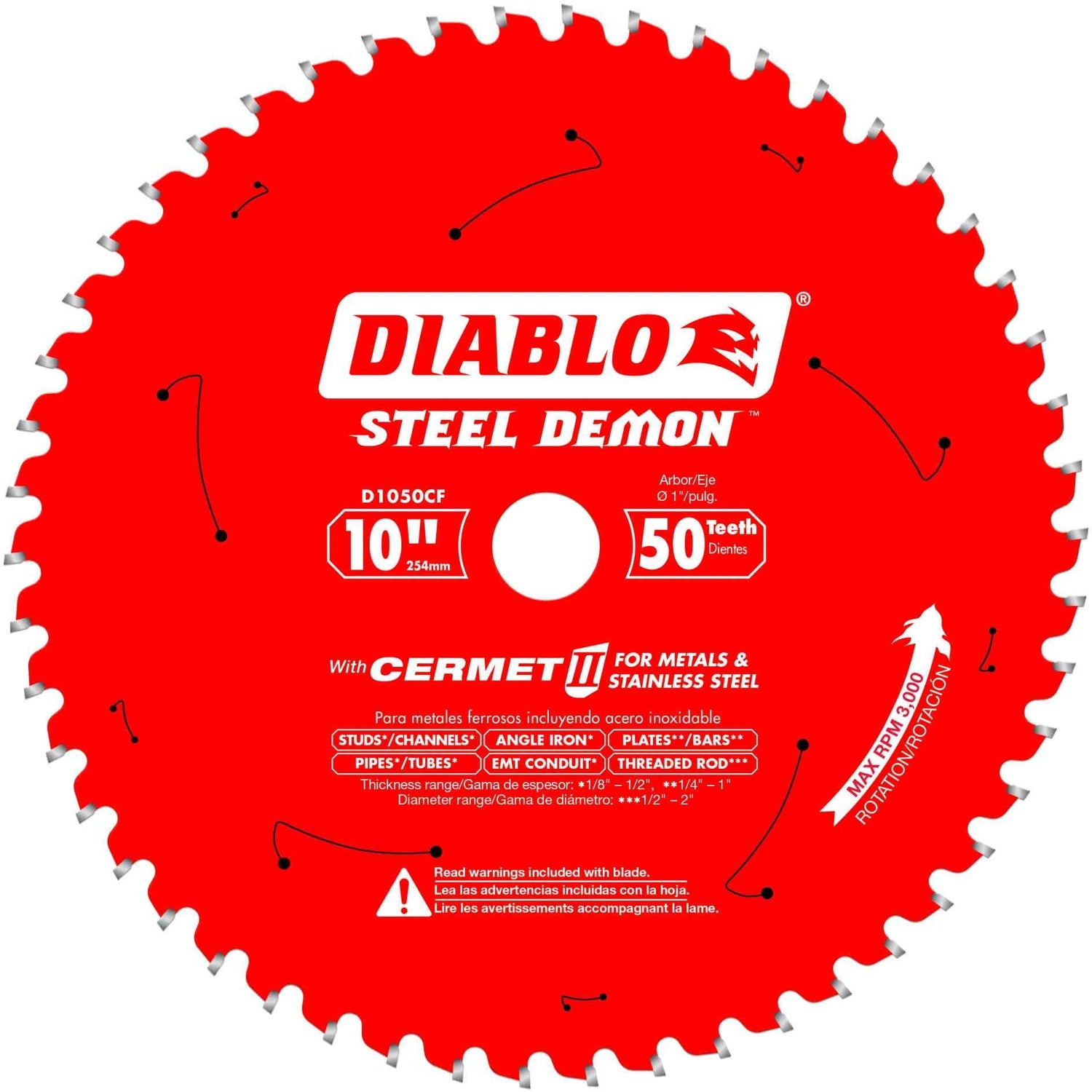Diablo D1050CF 10 in. x 50-Tooth  Steel Demon Cermet Metal and Stainless Steel Cutting Saw Blade