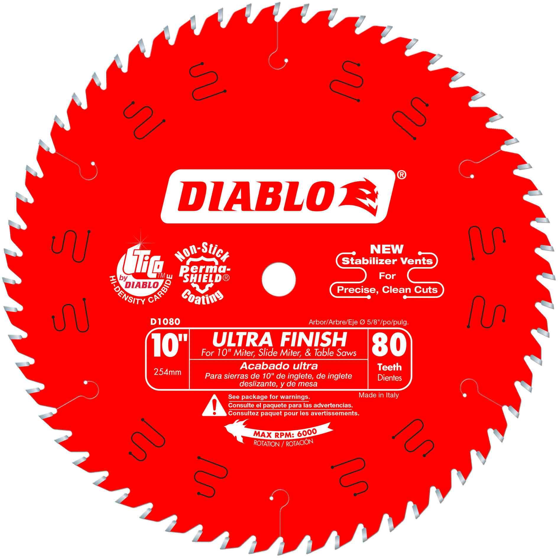 Diablo D1080X 10 in. x 80-Tooth  Ultra Finish Saw Blade