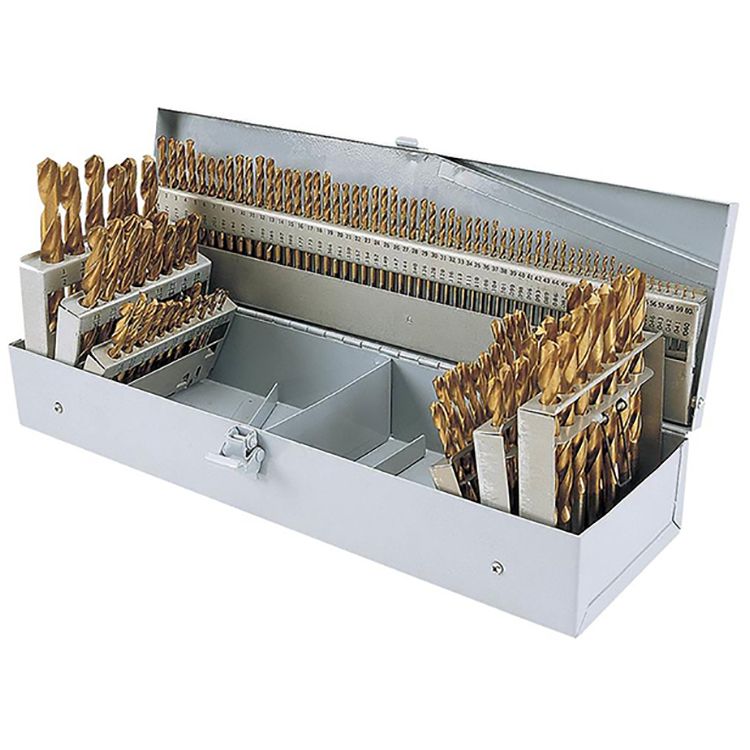 Shop Fox D1138 115 pc. TiN Coated HSS Drill Bit Set in Steel Index