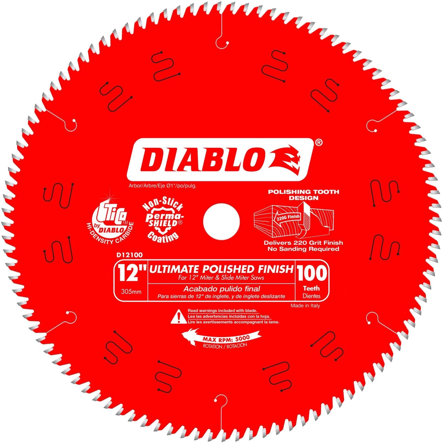 Diablo D12100X 12 in. x 100-Tooth  Ultimate Polished Finish Saw Blade