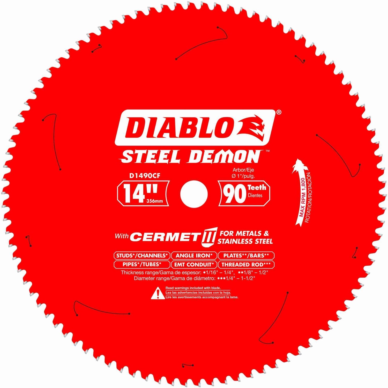 Diablo D1490CF 14 in. x 90-Tooth  Steel Demon Cermet Metal and Stainless Steel Cutting Saw Blade