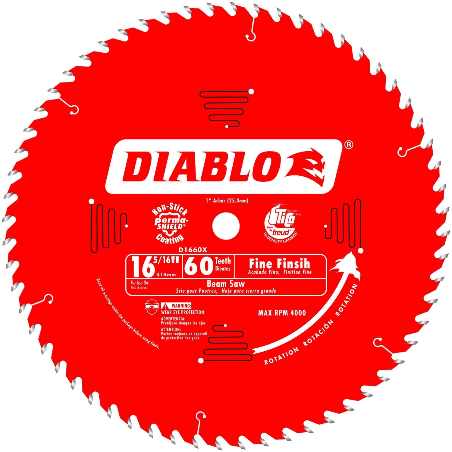 Diablo D1660X 16-5/16 in. x 60-Tooth  Fine Finish Beam Saw Blade