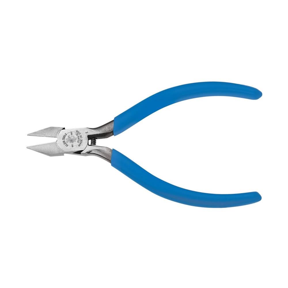 Klein Tools D244-5C Diagonal Cutting Pliers, Electronics, Pointed Nose, Narrow Jaw, 5-Inch