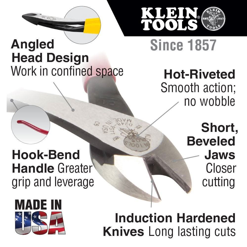 Klein Tools D248-9STT Ironworker's Diagonal Cutting Pliers, with Tether Ring, 8-Inch