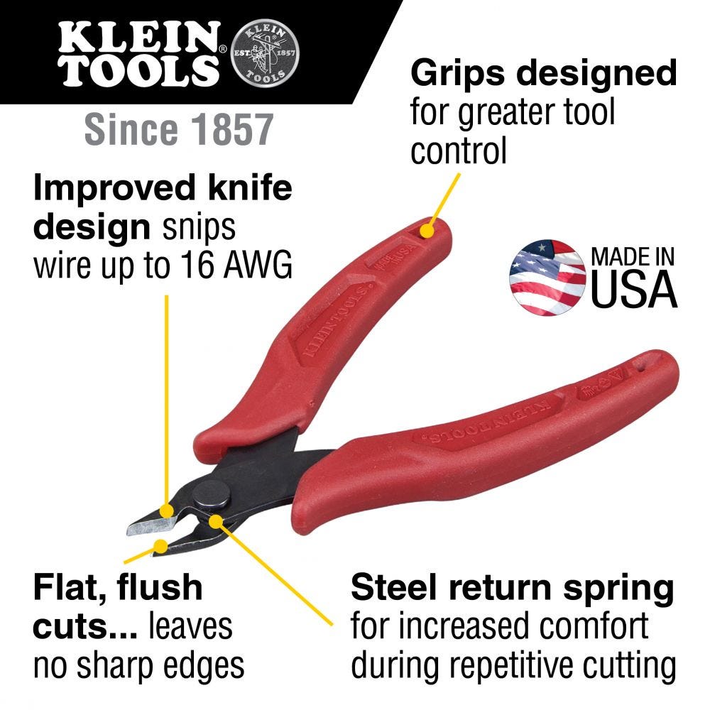 Klein Tools D275-5 Diagonal Cutting Pliers, Flush Cutter, Lightweight, 5-Inch