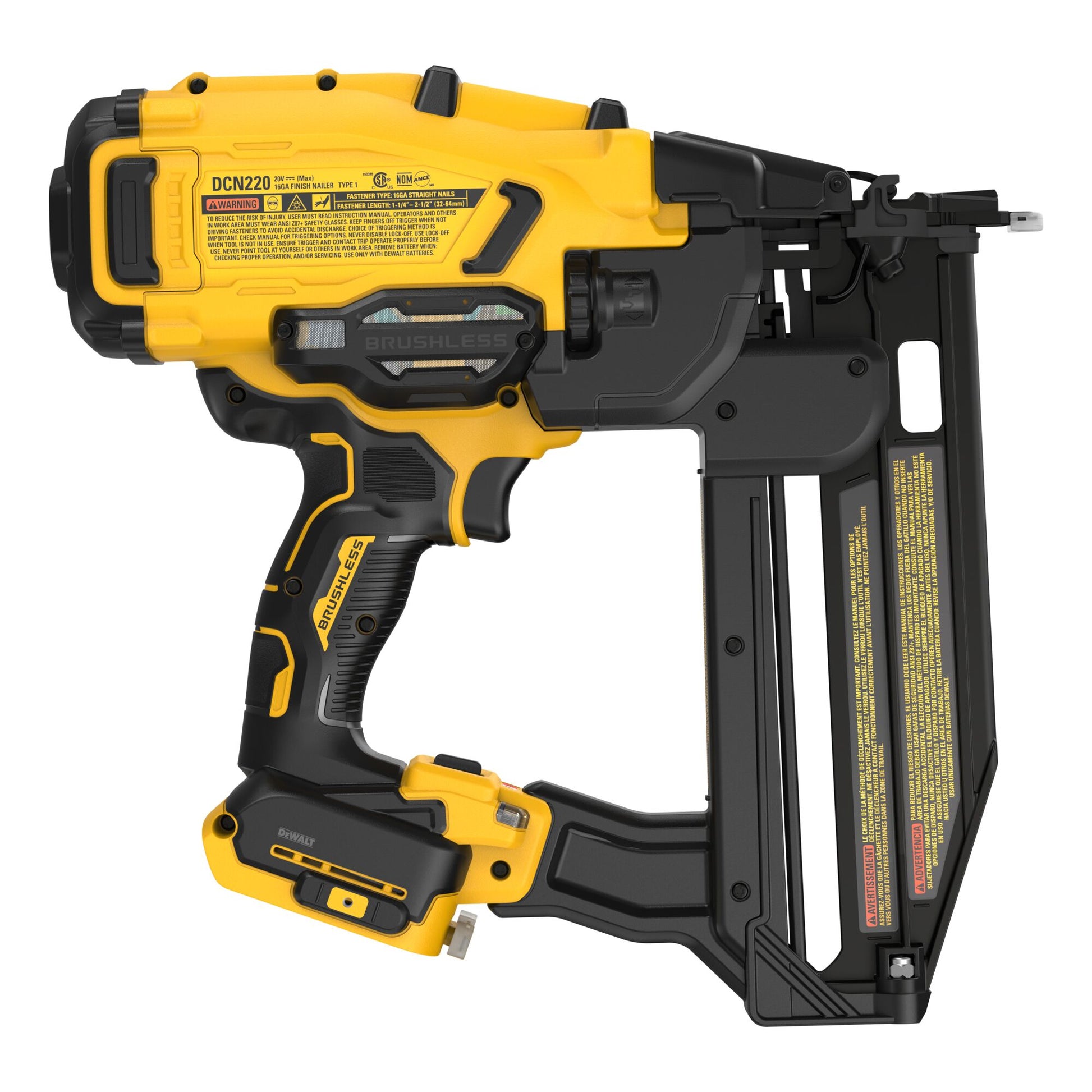 DEWALT 20V MAX* XR Cordless 16GA Straight Finish Nailer (Tool Only)
