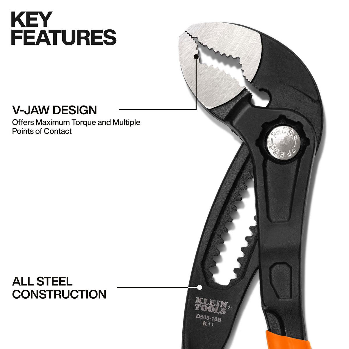 Klein Klaw pump pliers curved jaw with multiple contact points