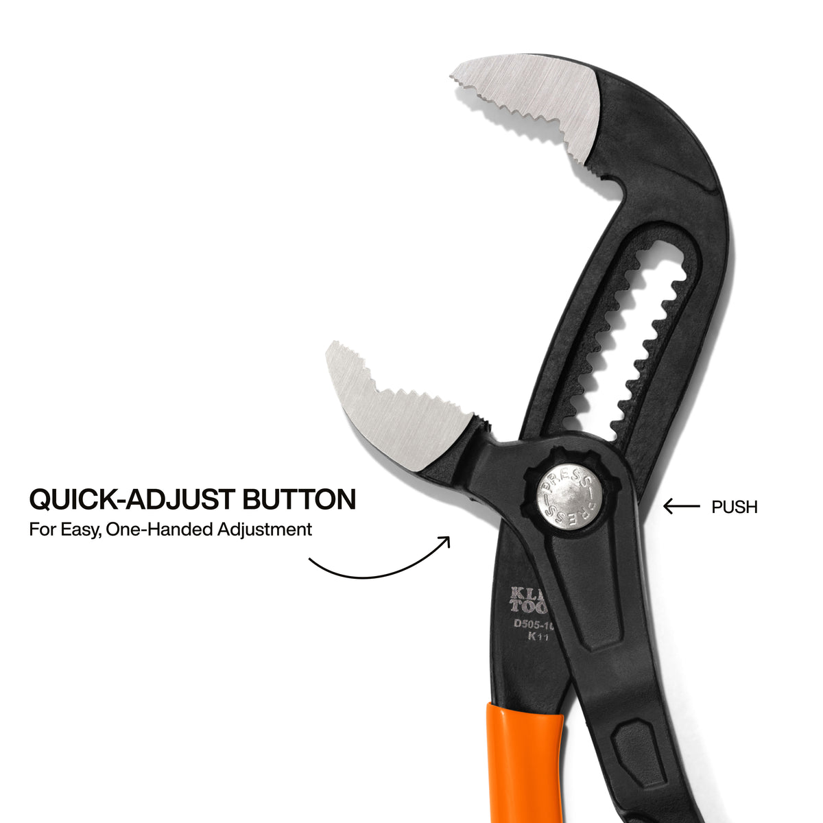 Klein Klaw pump pliers quick-adjust button