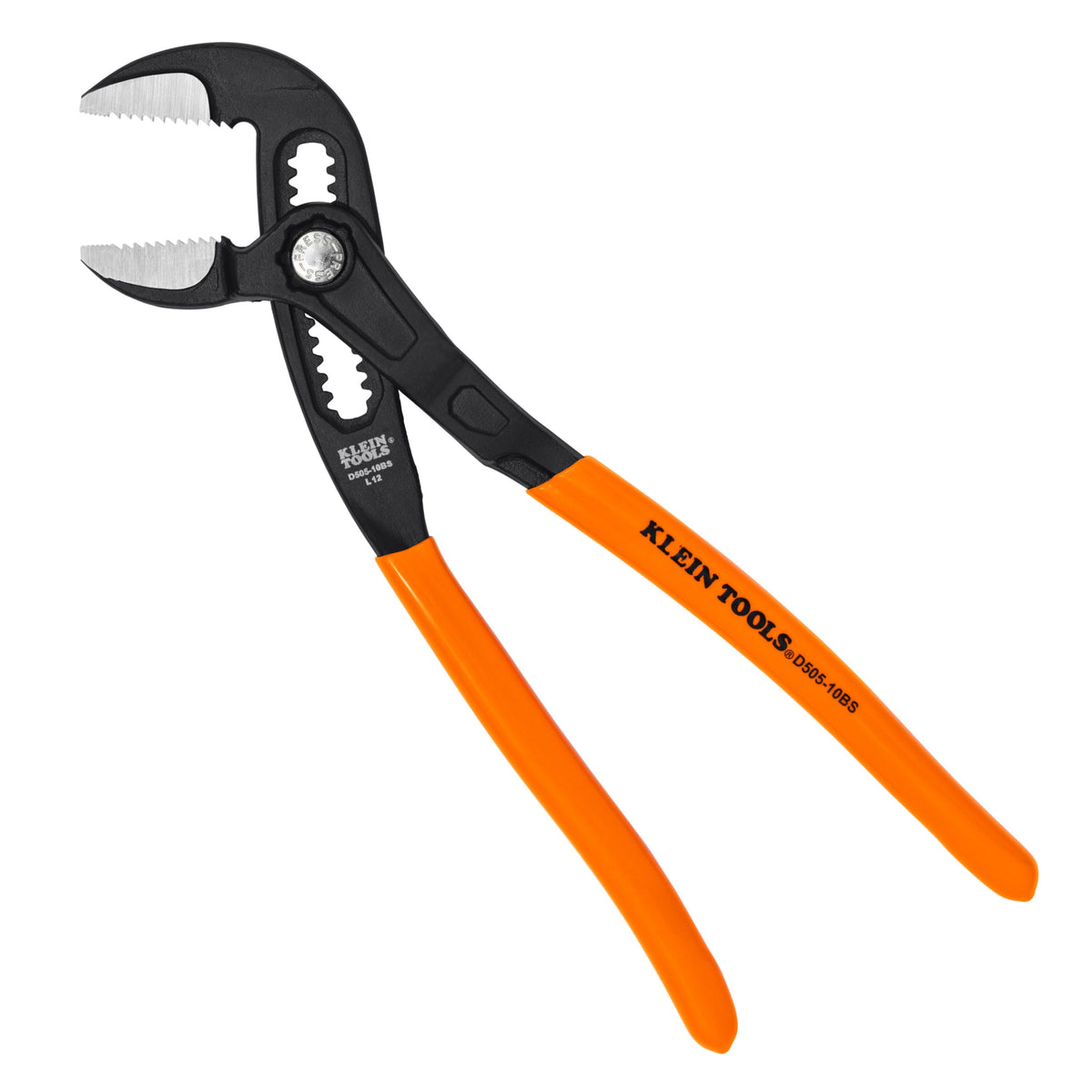 Klein Tools D50510BS 10-inch straight jaw quick-adjust pump pliers with orange plastic-dipped handles