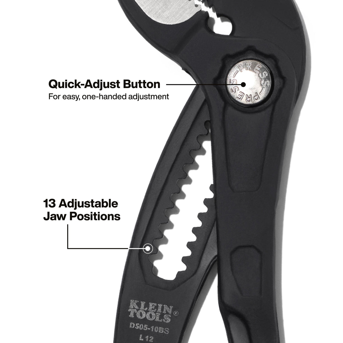 Klein Tools D50510BS pump pliers compact narrow head for hard-to-reach spaces